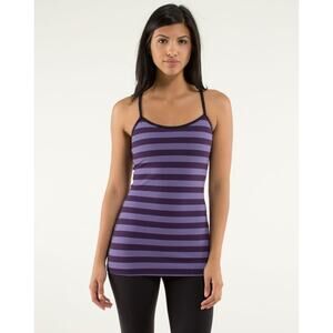 (6) $58 Lululemon Power Y Tank *Luon Micro‎ Macro Stripe Deep Zinfandel